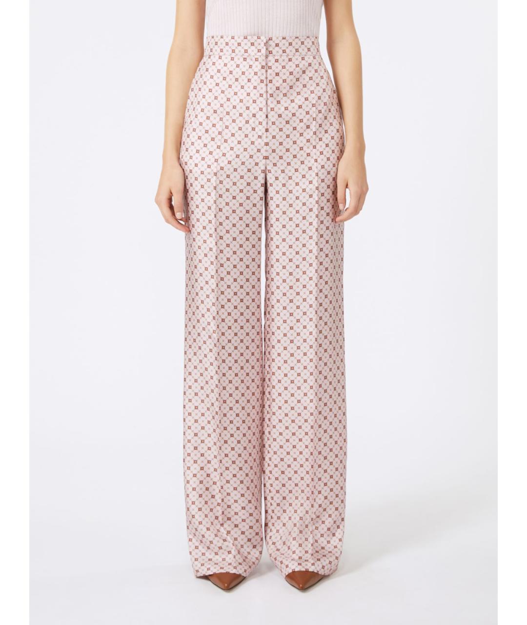 MAX MARA STUDIO Розовые шелковые прямые брюки, фото 5