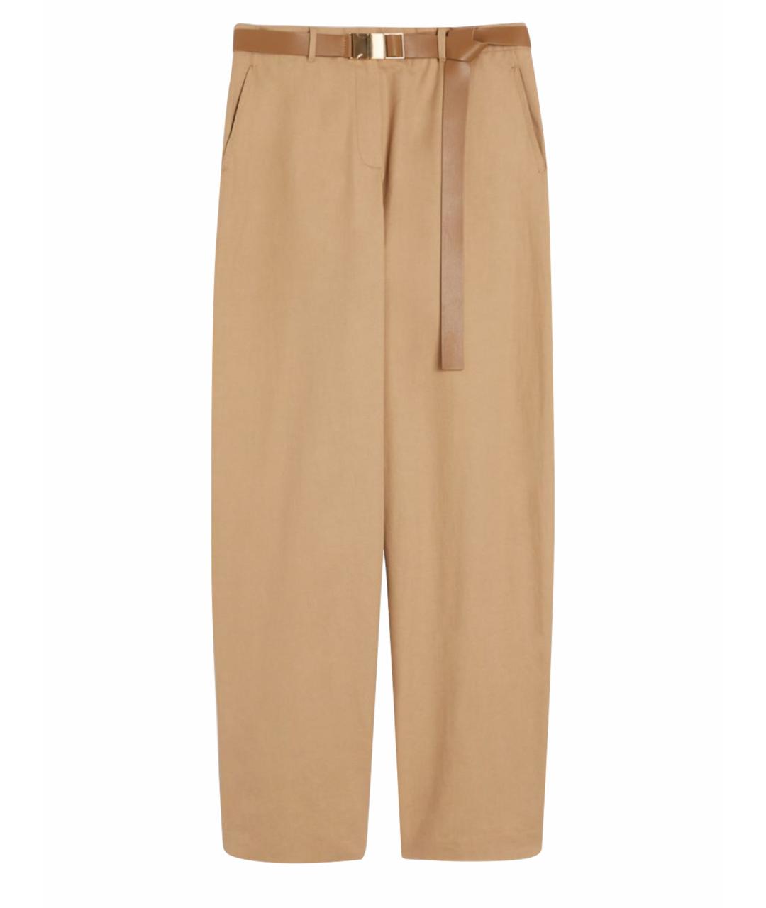 MAX MARA STUDIO Бежевые хлопковые прямые брюки, фото 1