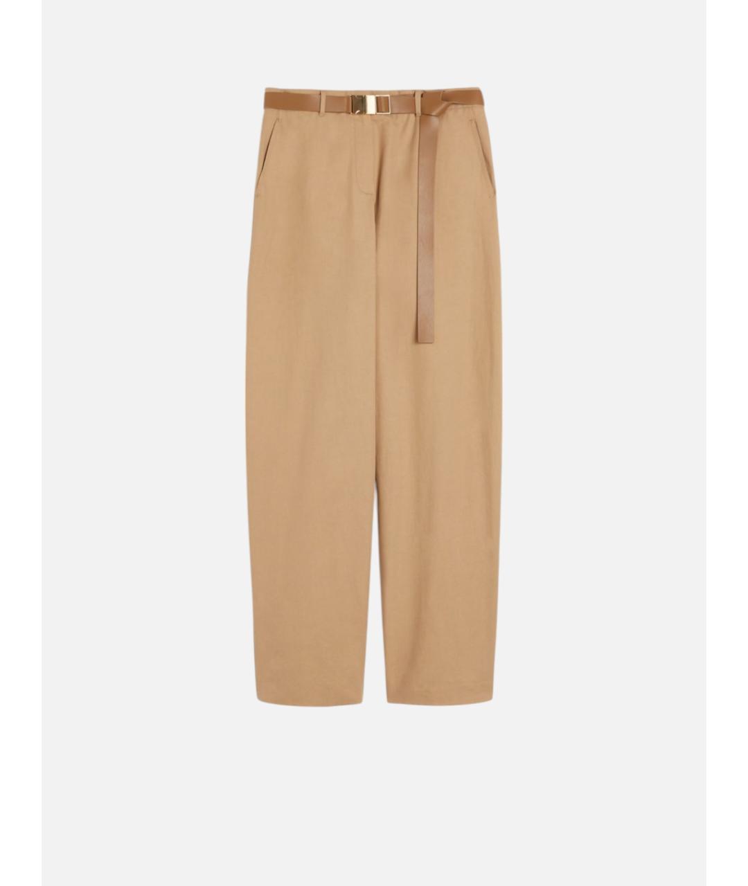 MAX MARA STUDIO Бежевые хлопковые прямые брюки, фото 6