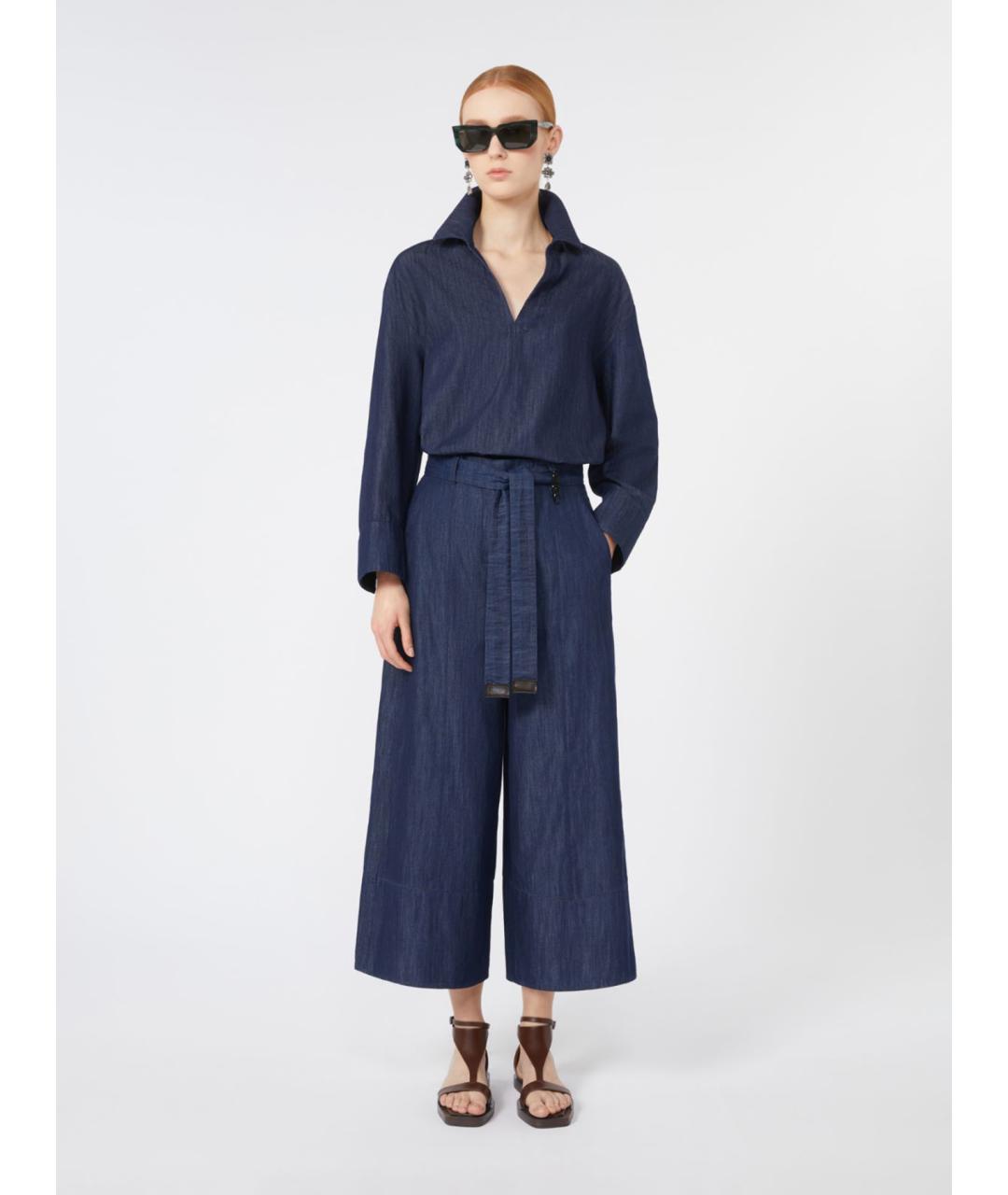 'S MAX MARA Синяя хлопковая рубашка, фото 2