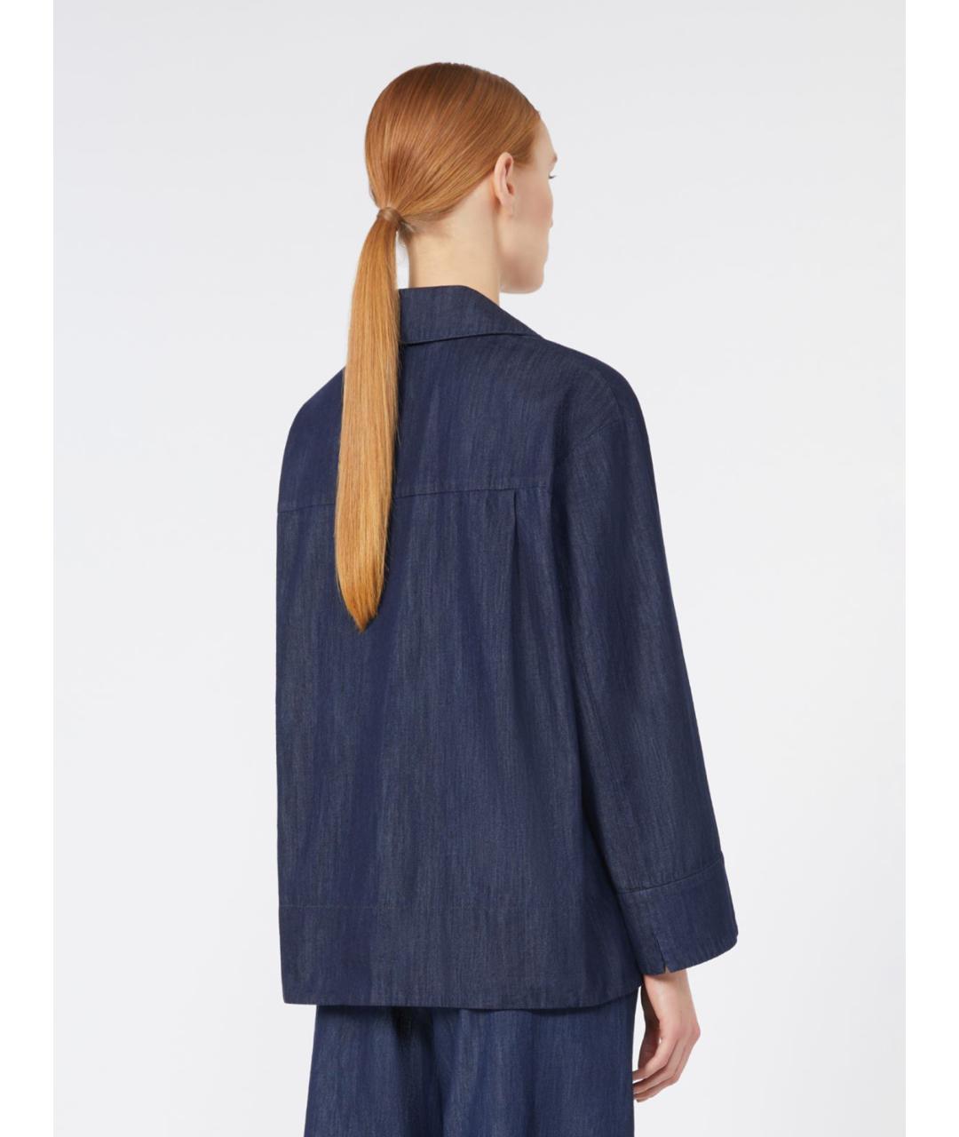 'S MAX MARA Синяя хлопковая рубашка, фото 3