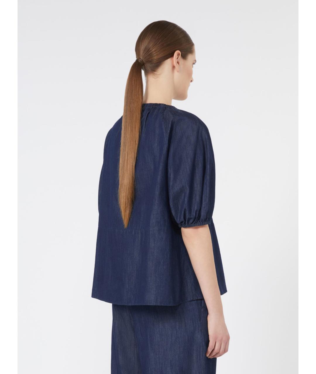 'S MAX MARA Синяя хлопковая блузы, фото 4