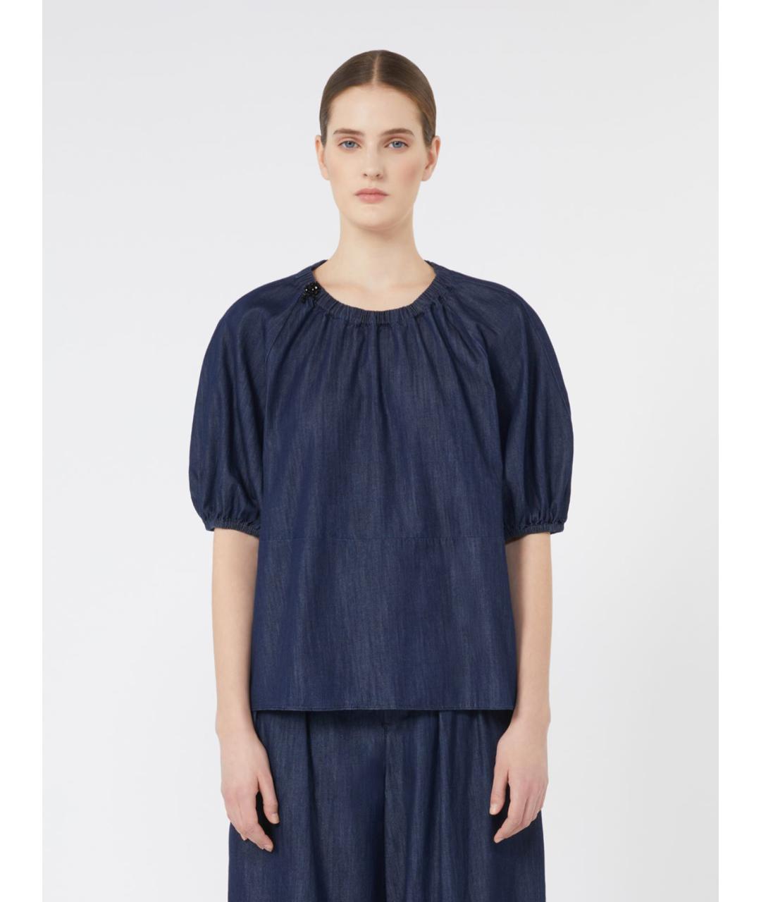 'S MAX MARA Синяя хлопковая блузы, фото 5
