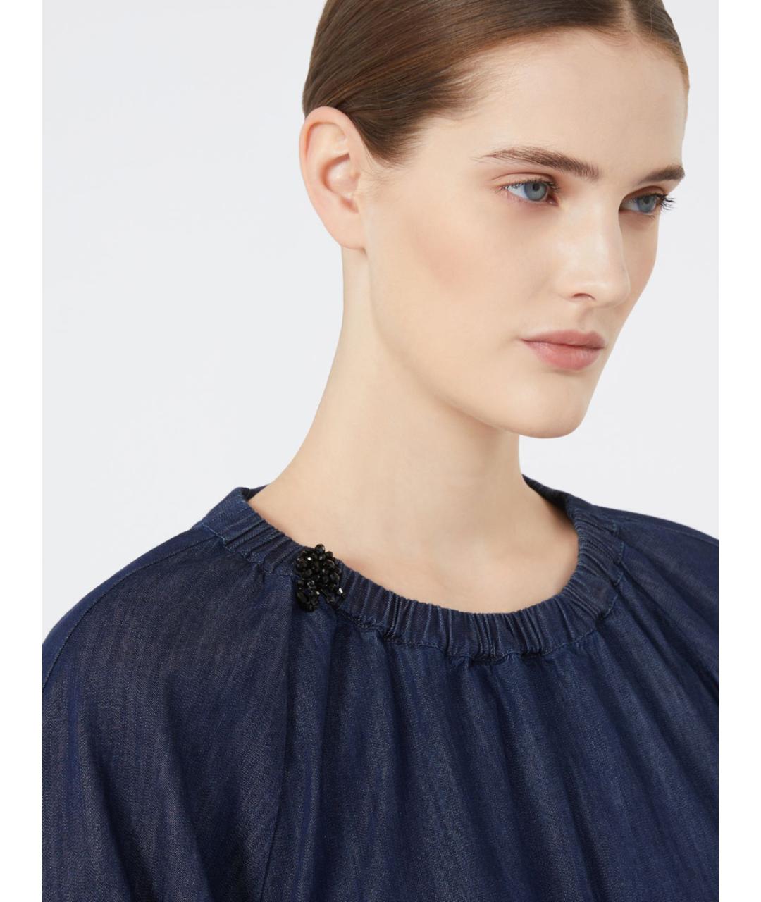 'S MAX MARA Синяя хлопковая блузы, фото 3