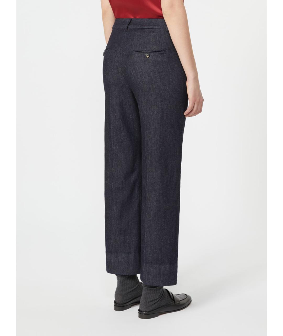 'S MAX MARA Черные хлопковые прямые брюки, фото 3