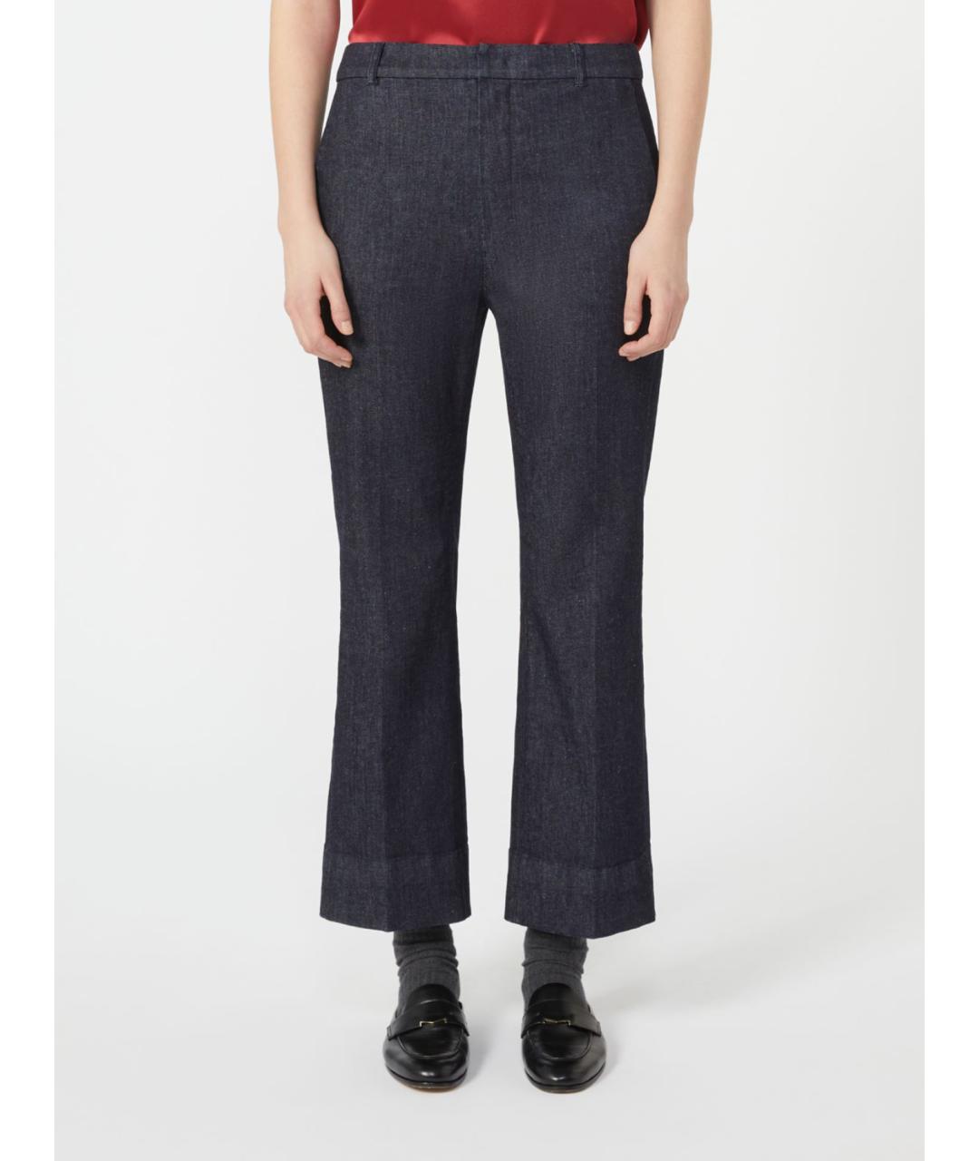 'S MAX MARA Черные хлопковые прямые брюки, фото 4