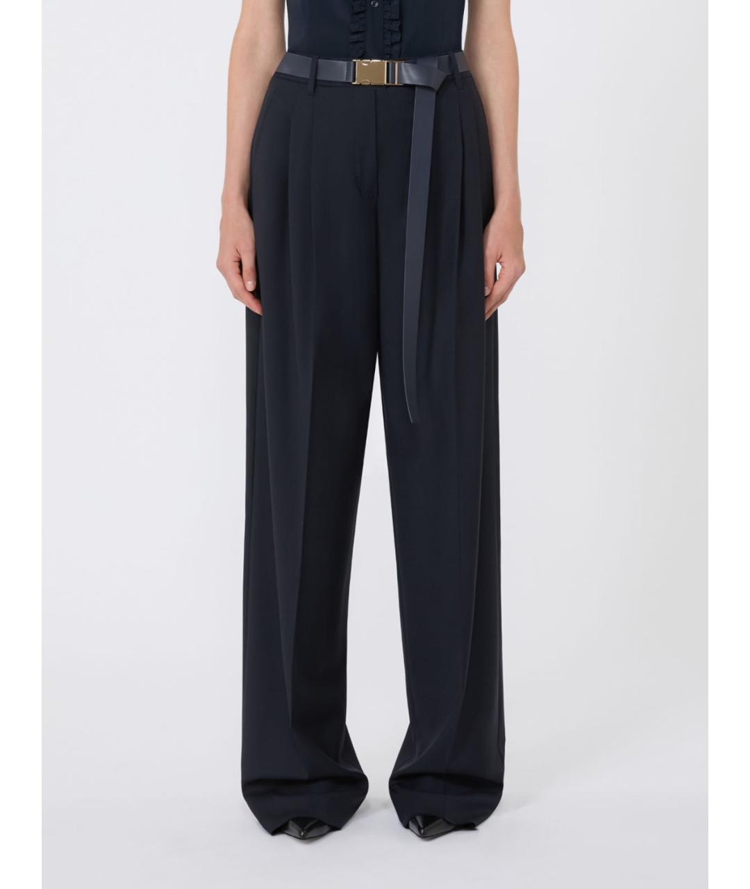 MAX MARA STUDIO Черные шерстяные брюки широкие, фото 3