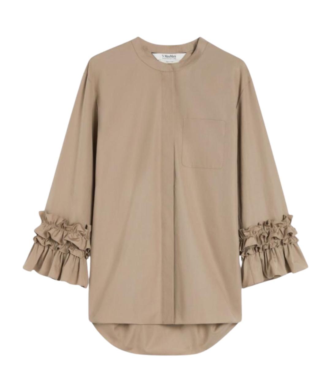 'S MAX MARA Коричневая хлопковая рубашка, фото 1