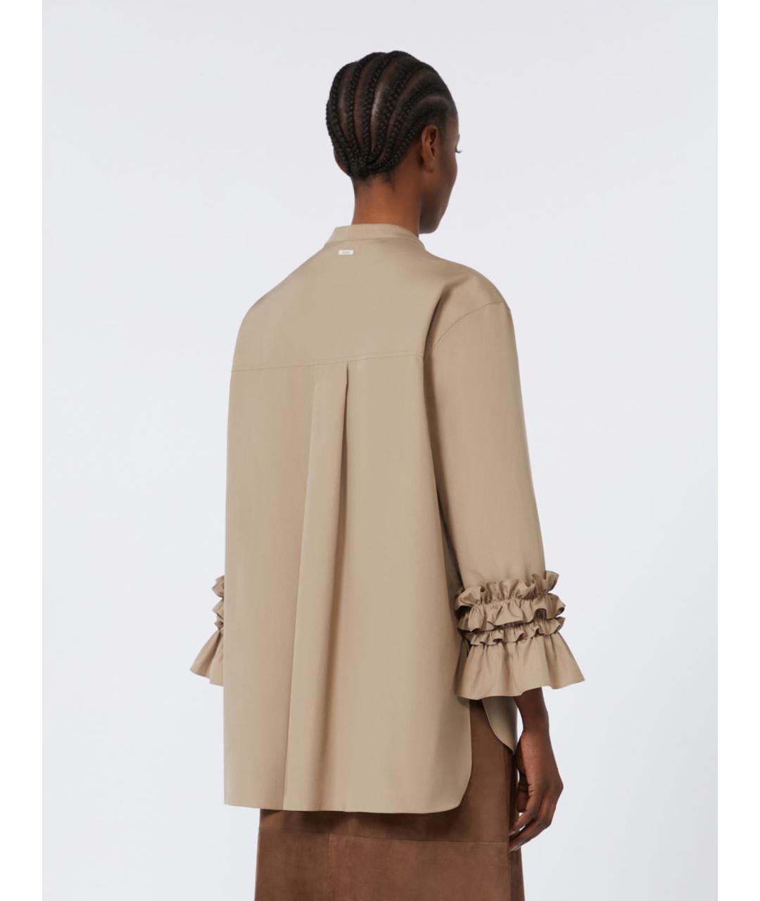 'S MAX MARA Коричневая хлопковая рубашка, фото 4