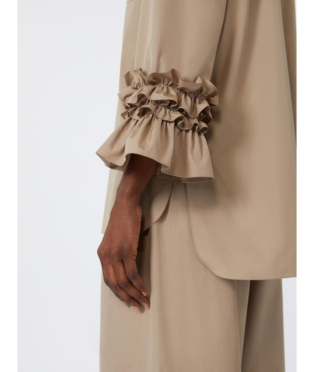 'S MAX MARA Коричневая хлопковая рубашка, фото 3