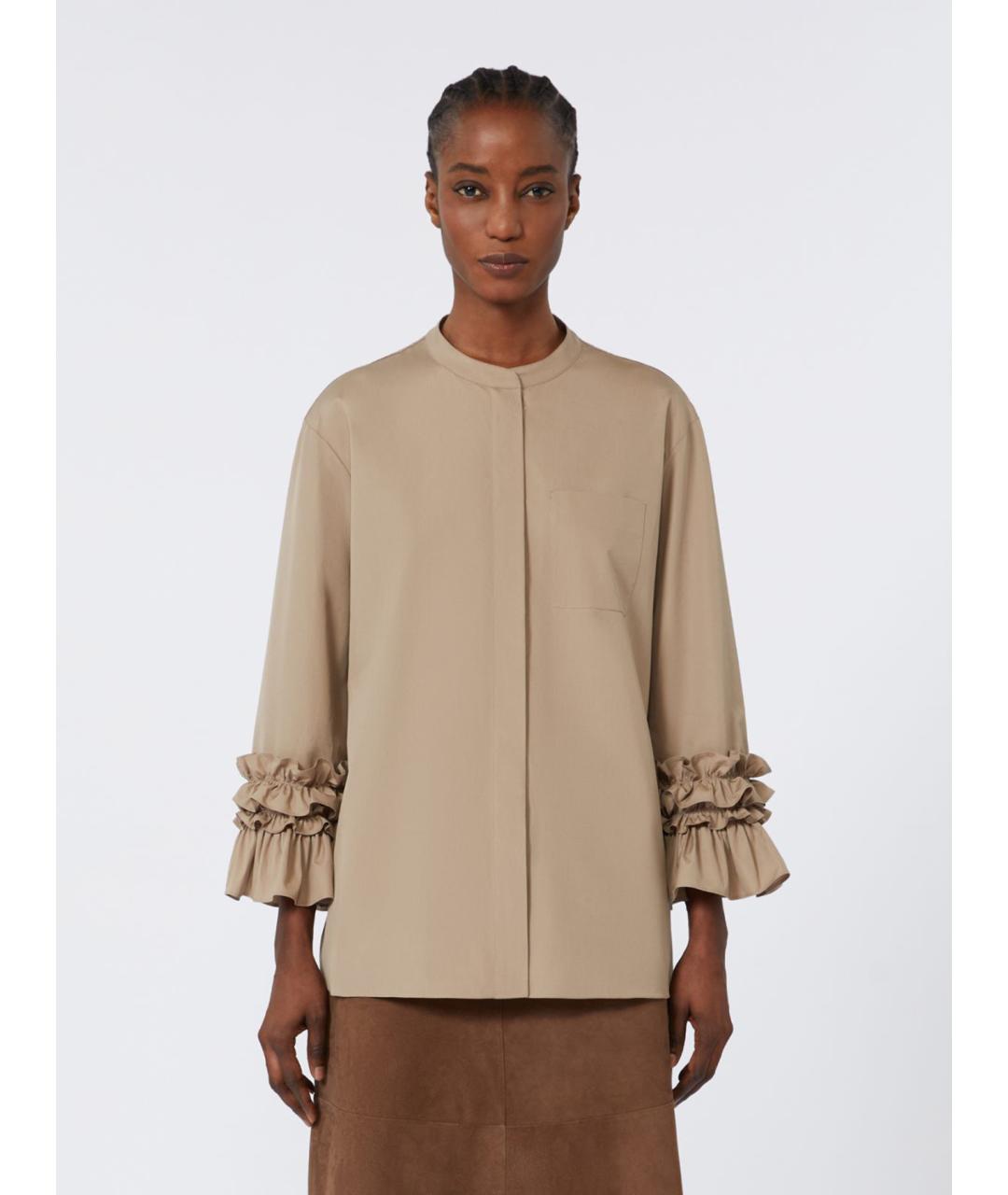 'S MAX MARA Коричневая хлопковая рубашка, фото 5