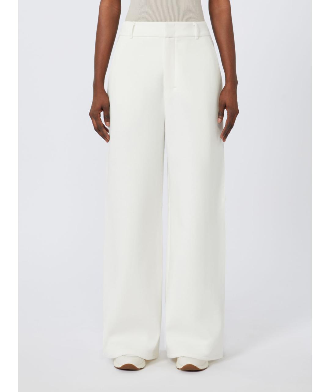 'S MAX MARA Белые хлопковые брюки широкие, фото 4