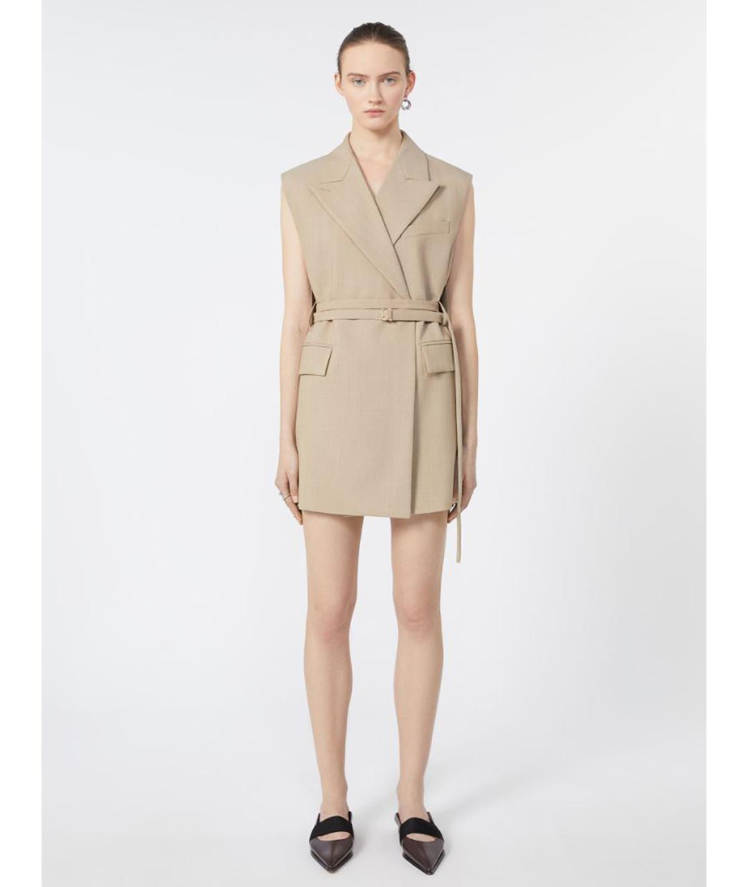 SPORTMAX Бежевый шерстяной жилет, фото 3