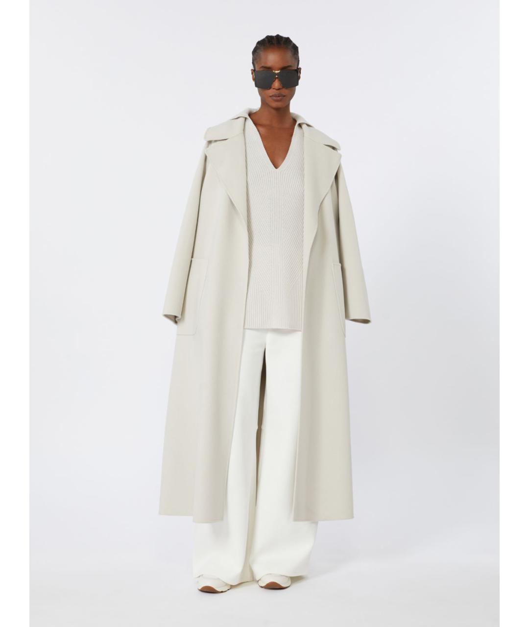 'S MAX MARA Белое шерстяное пальто, фото 2
