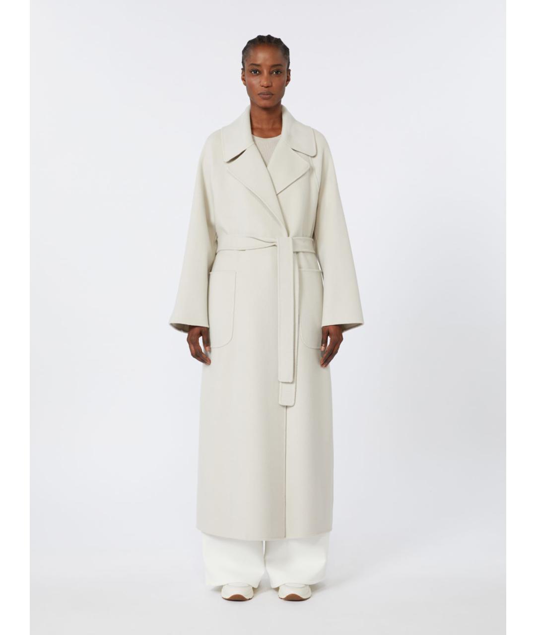 'S MAX MARA Белое шерстяное пальто, фото 4