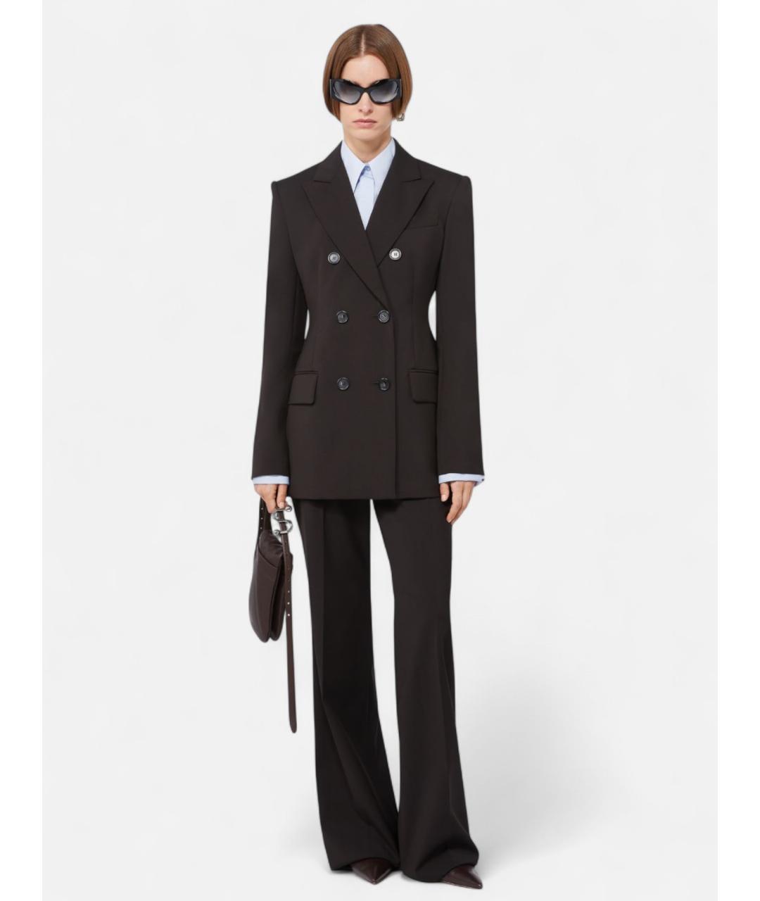 SPORTMAX Коричневые шерстяные прямые брюки, фото 2