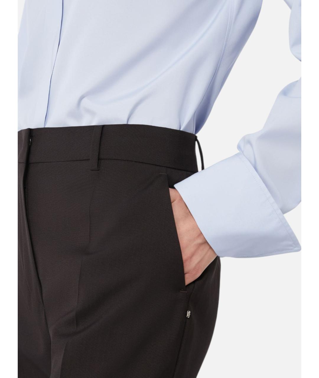 SPORTMAX Коричневые шерстяные прямые брюки, фото 3