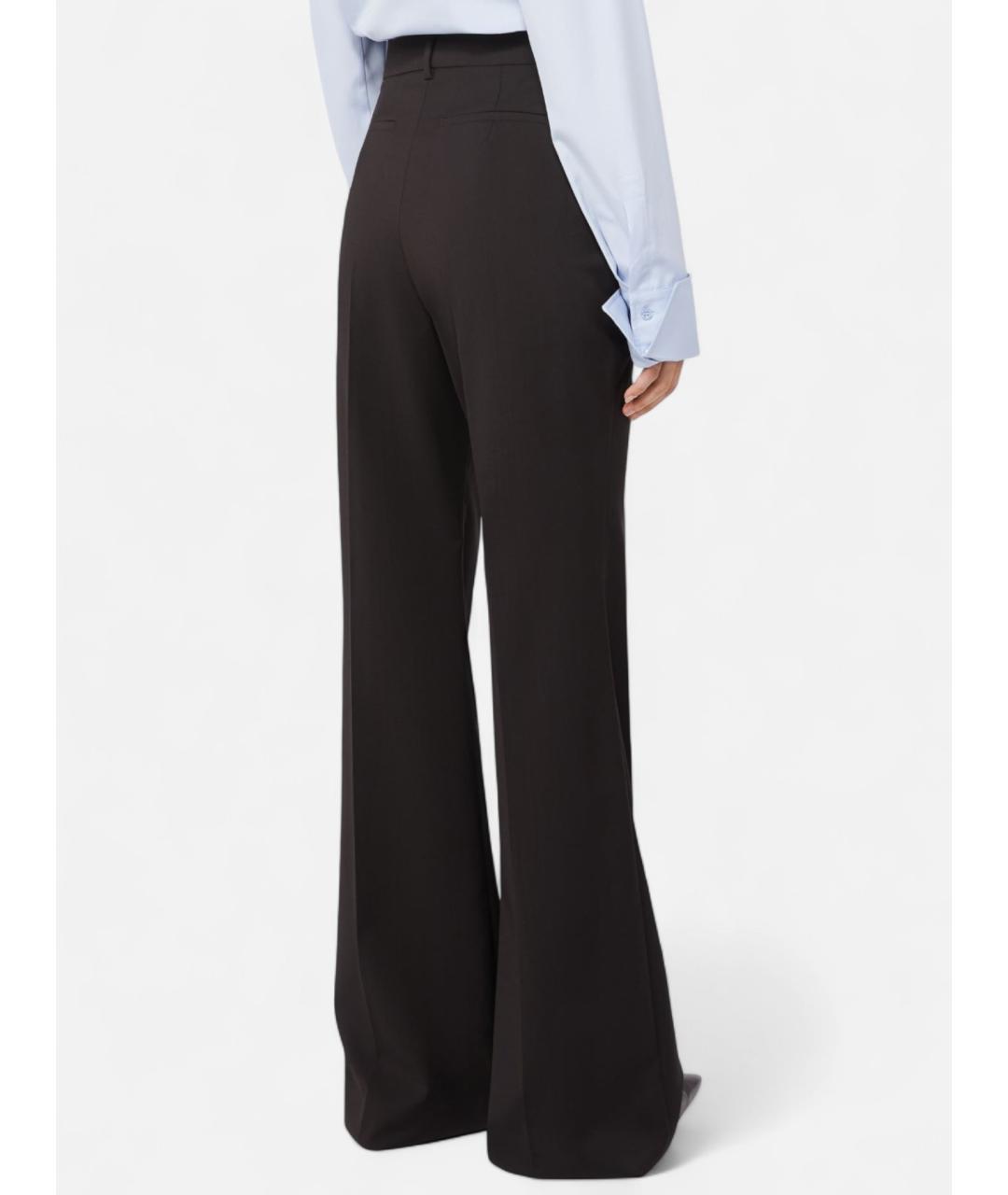 SPORTMAX Коричневые шерстяные прямые брюки, фото 4