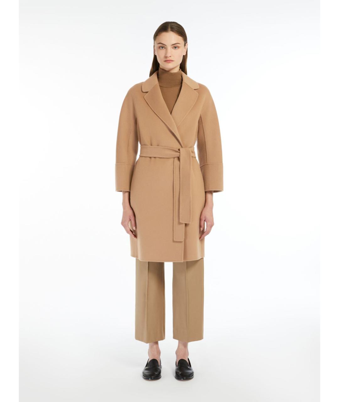 'S MAX MARA Бежевое шерстяное пальто, фото 5