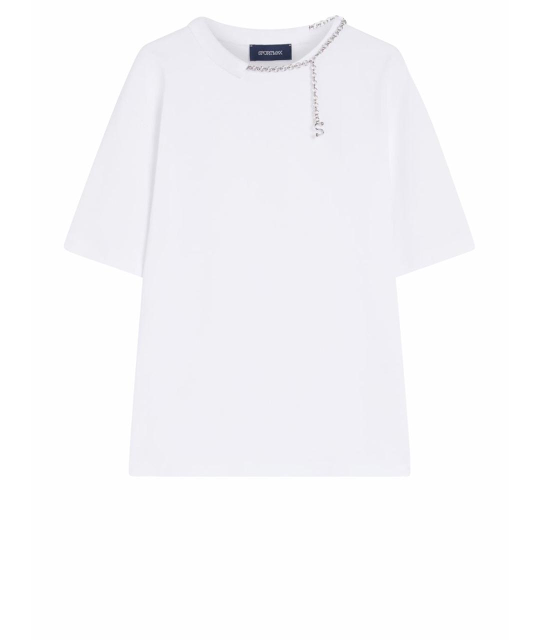 SPORTMAX Белая хлопковая футболка, фото 1