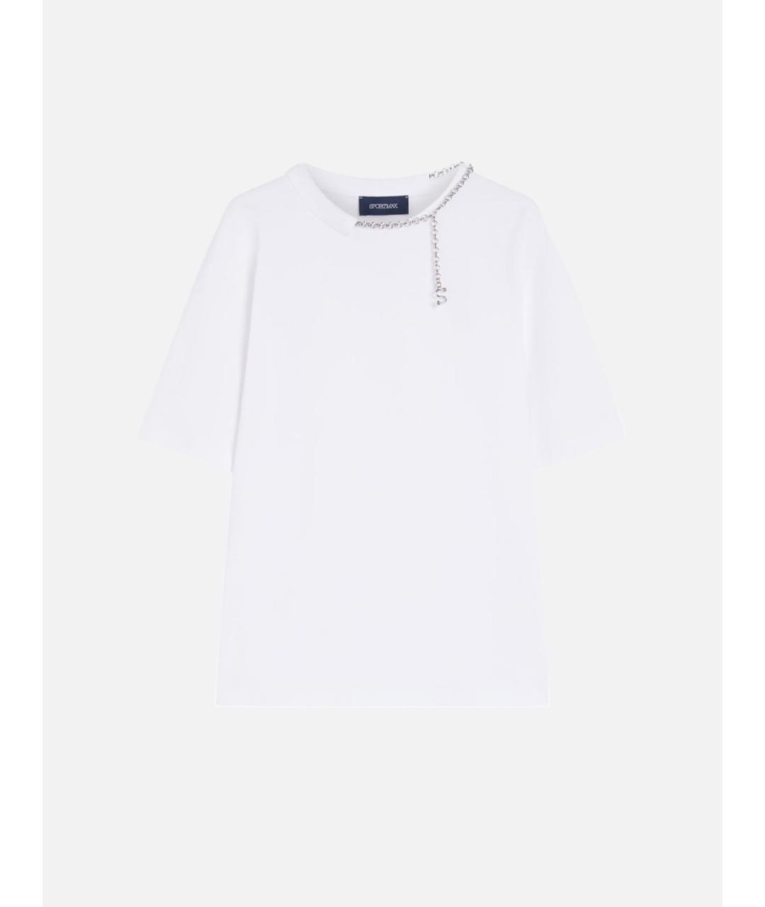 SPORTMAX Белая хлопковая футболка, фото 6