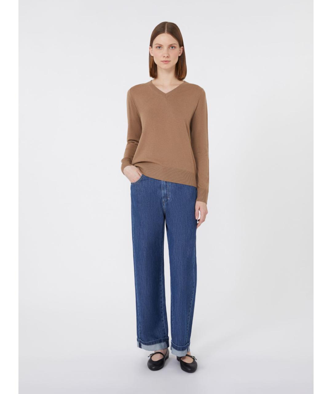 'S MAX MARA Коричневый шерстяной джемпер / свитер, фото 2