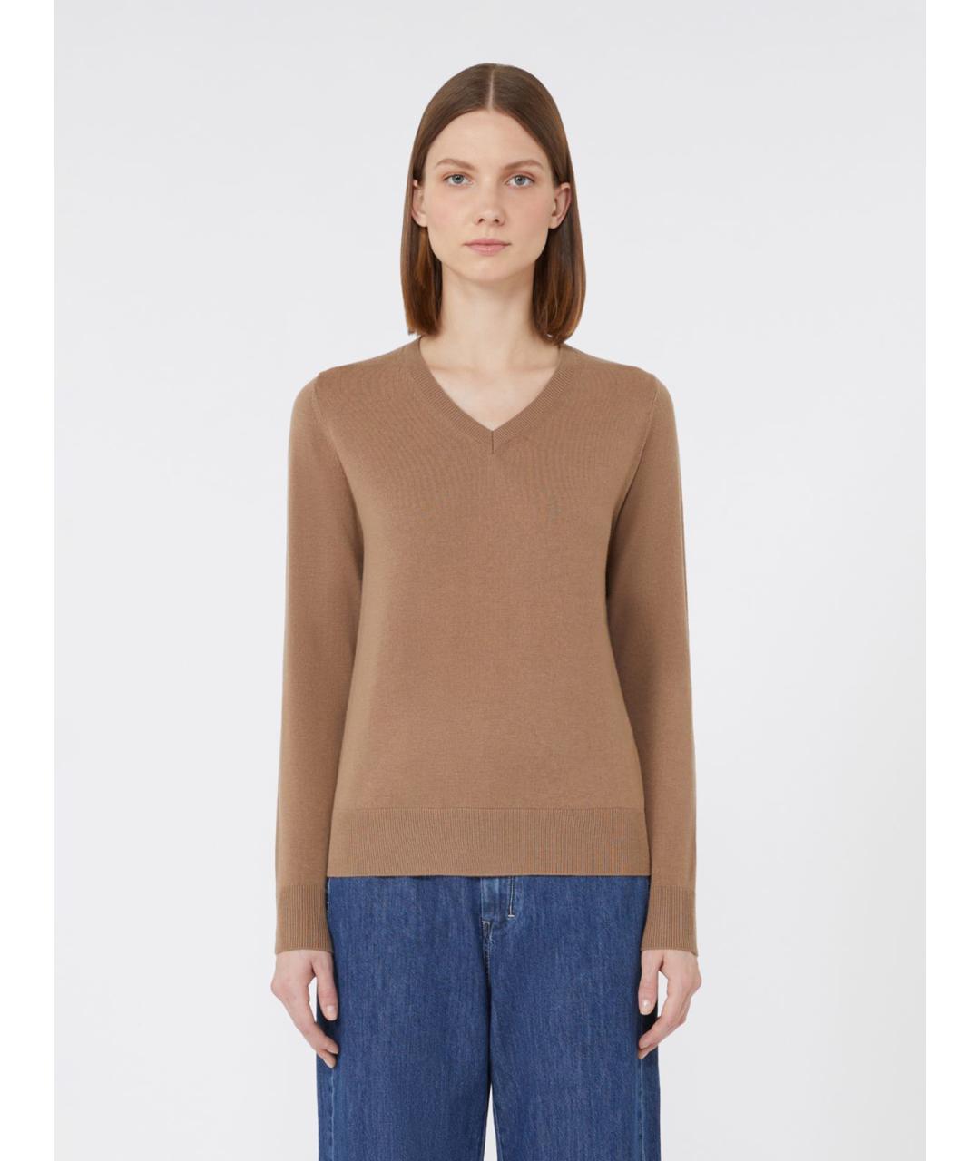 'S MAX MARA Коричневый шерстяной джемпер / свитер, фото 4