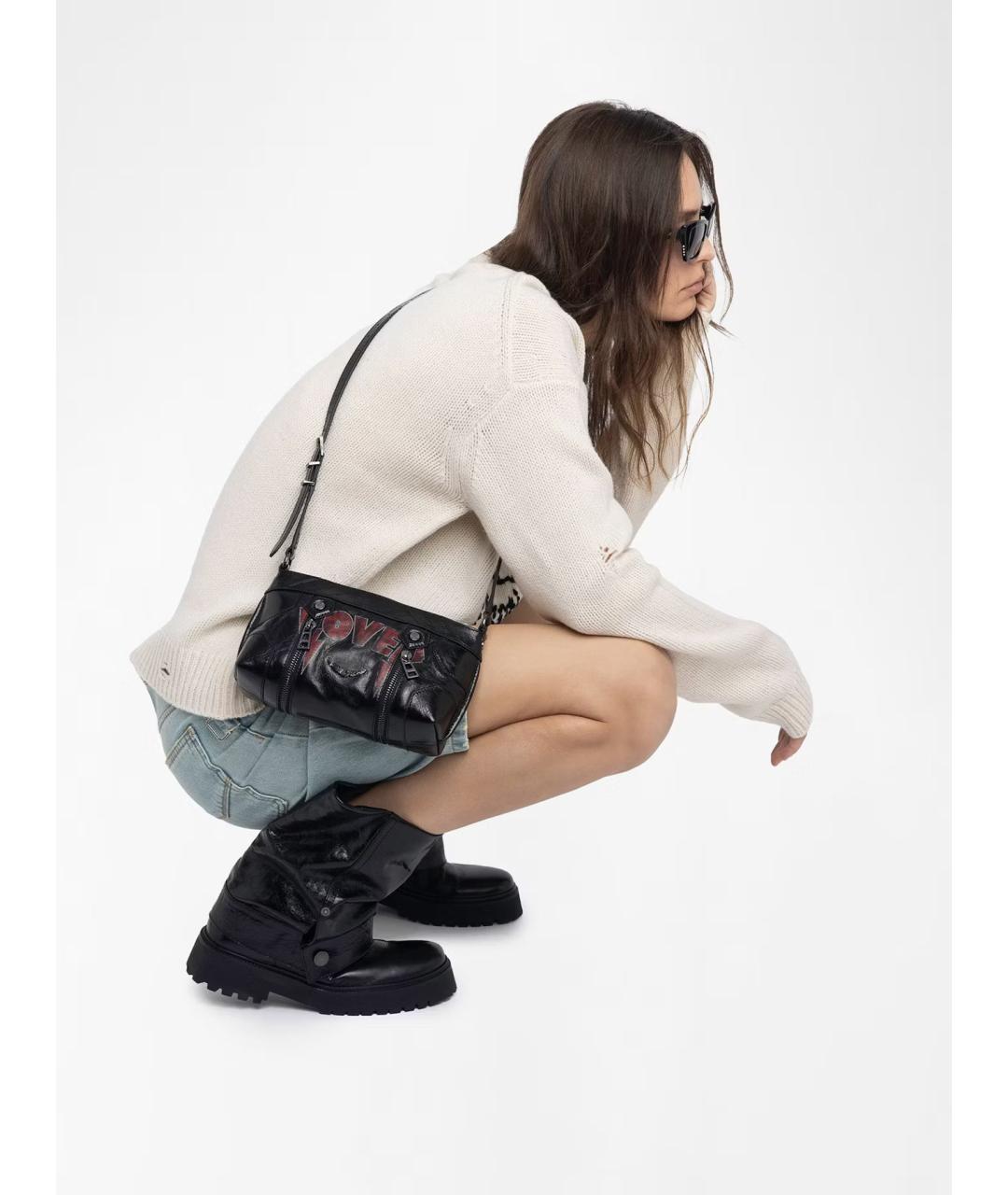 ZADIG & VOLTAIRE Черная кожаная сумка через плечо, фото 3