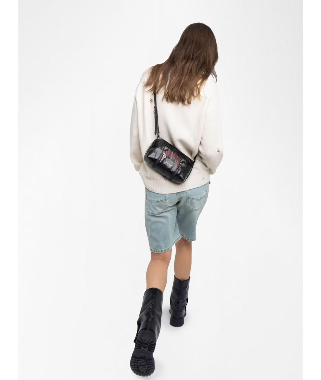 ZADIG & VOLTAIRE Черная кожаная сумка через плечо, фото 2