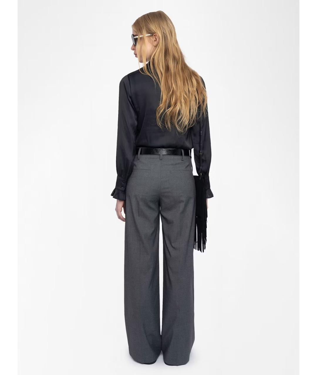 ZADIG & VOLTAIRE Серые полиэстеровые брюки широкие, фото 3