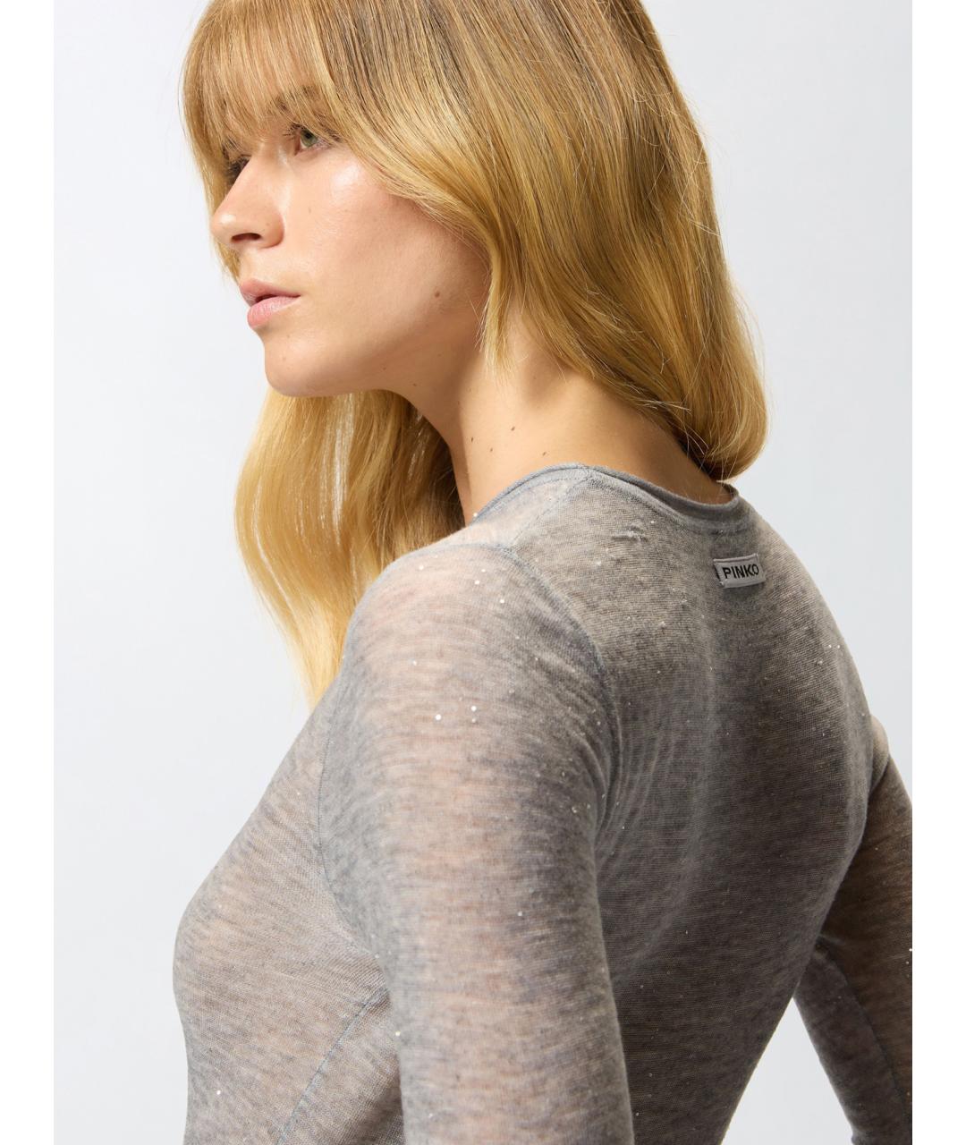 PINKO Серый шерстяной джемпер / свитер, фото 5