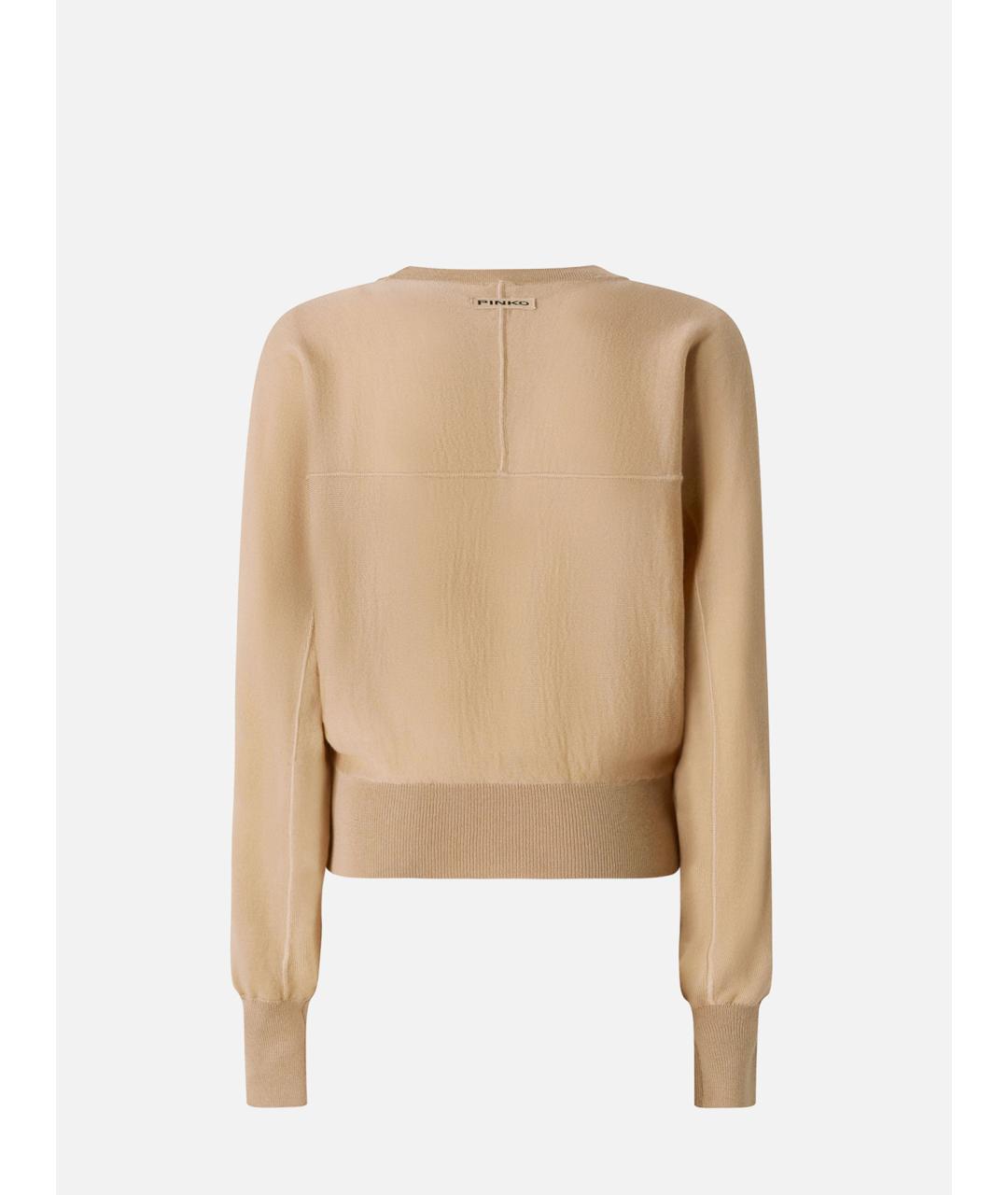 PINKO Бежевый шерстяной джемпер / свитер, фото 6