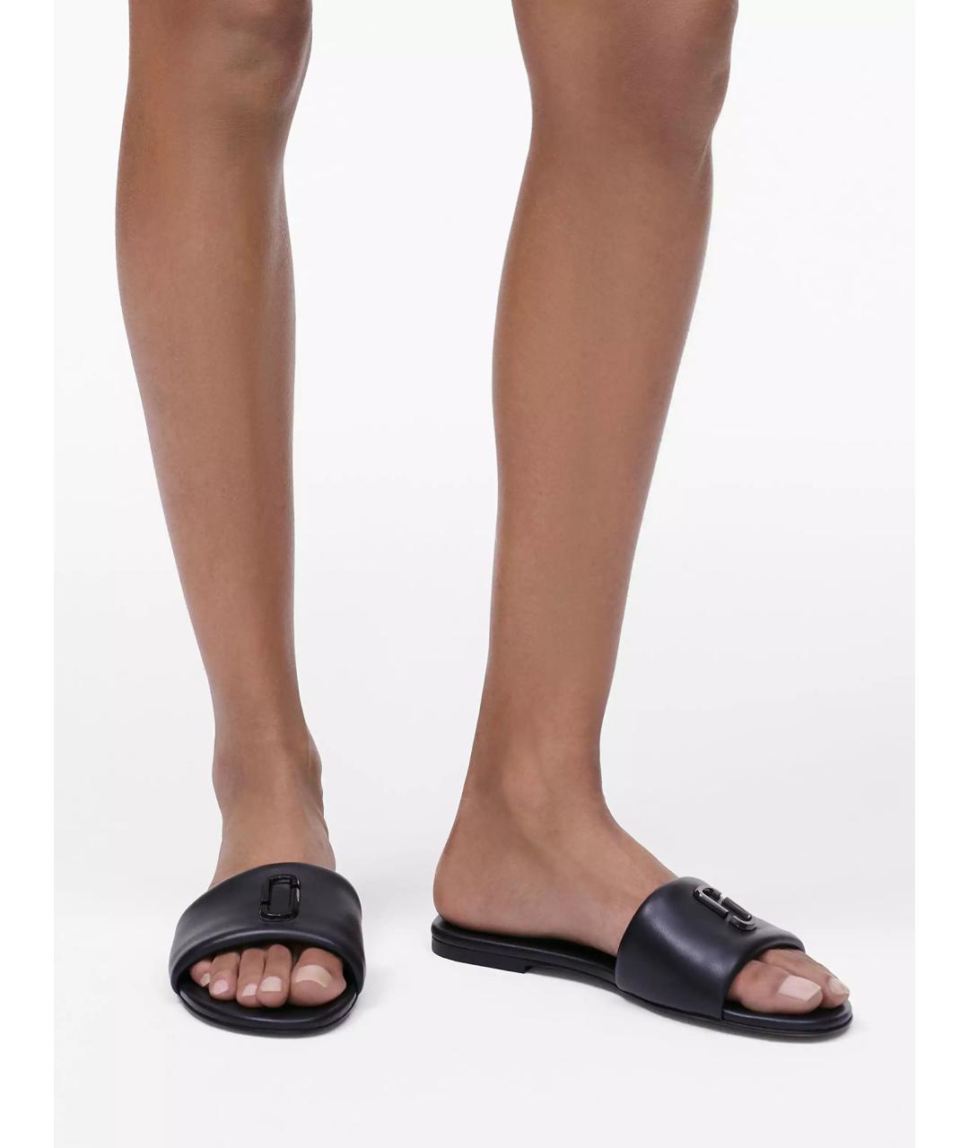 MARC JACOBS Черные кожаные шлепанцы, фото 4