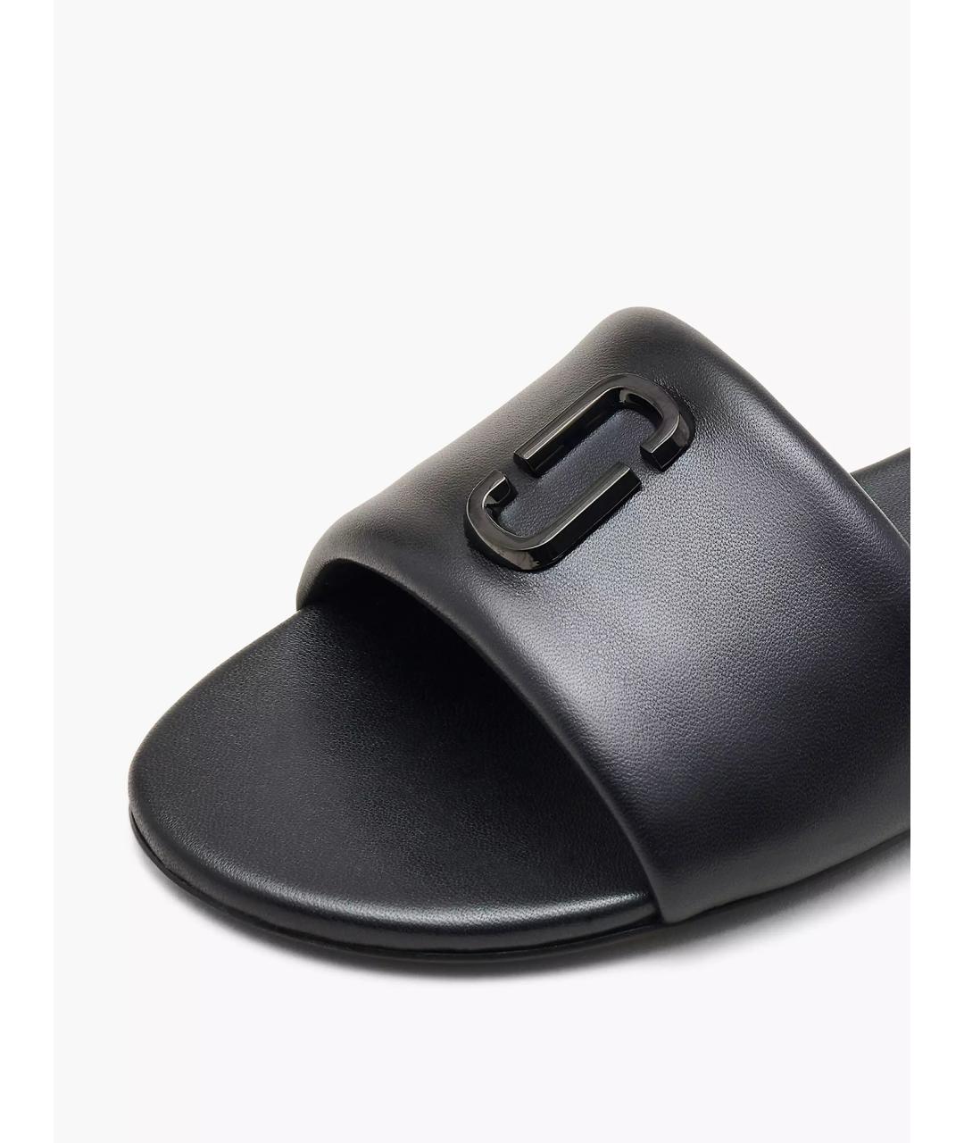 MARC JACOBS Черные кожаные шлепанцы, фото 5