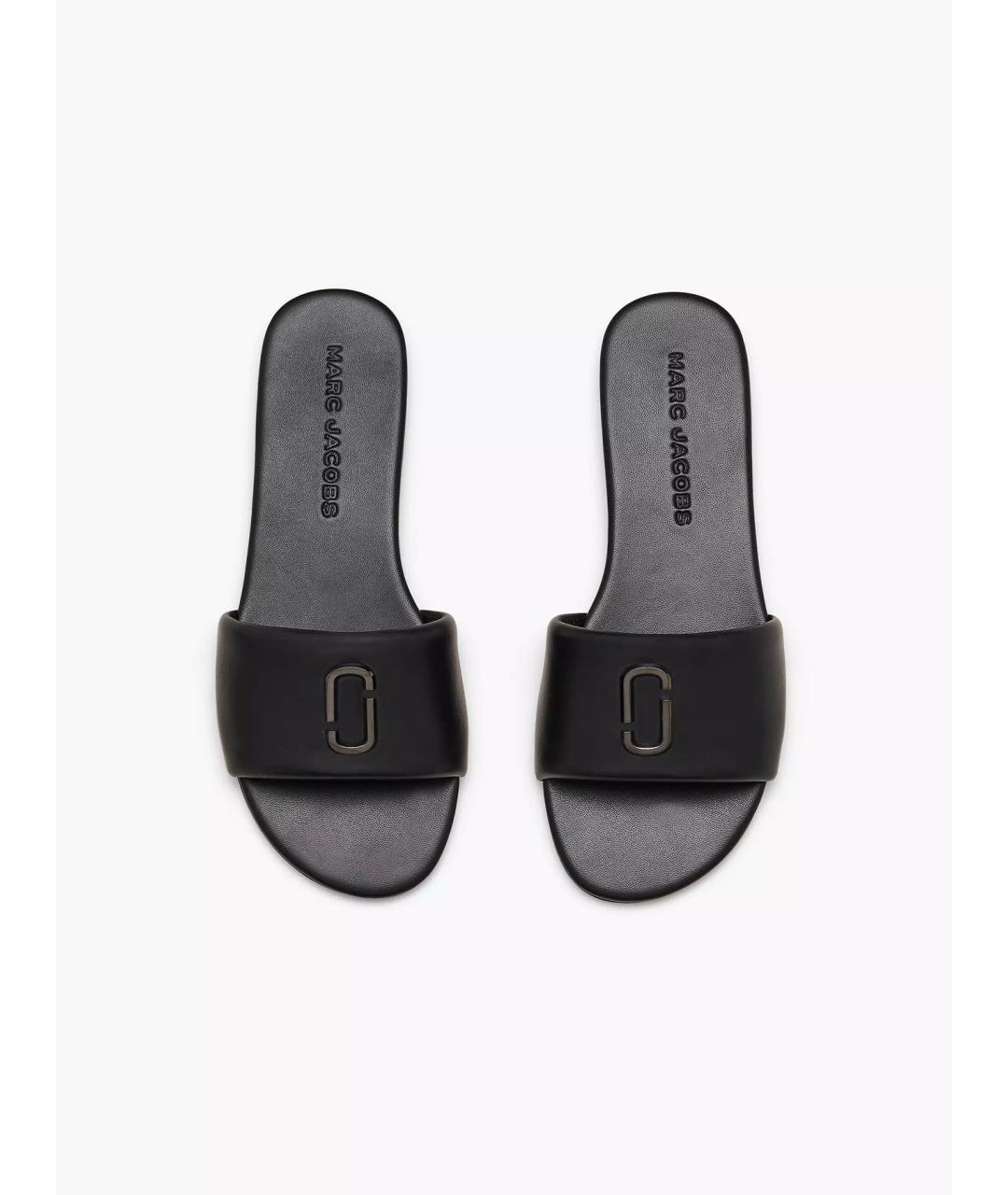 MARC JACOBS Черные кожаные шлепанцы, фото 6
