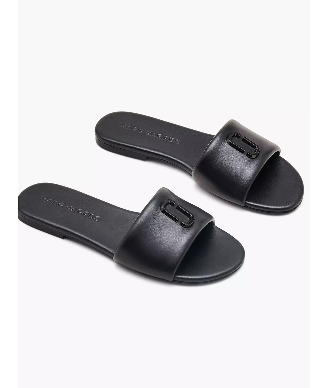 MARC JACOBS Черные кожаные шлепанцы, фото 3
