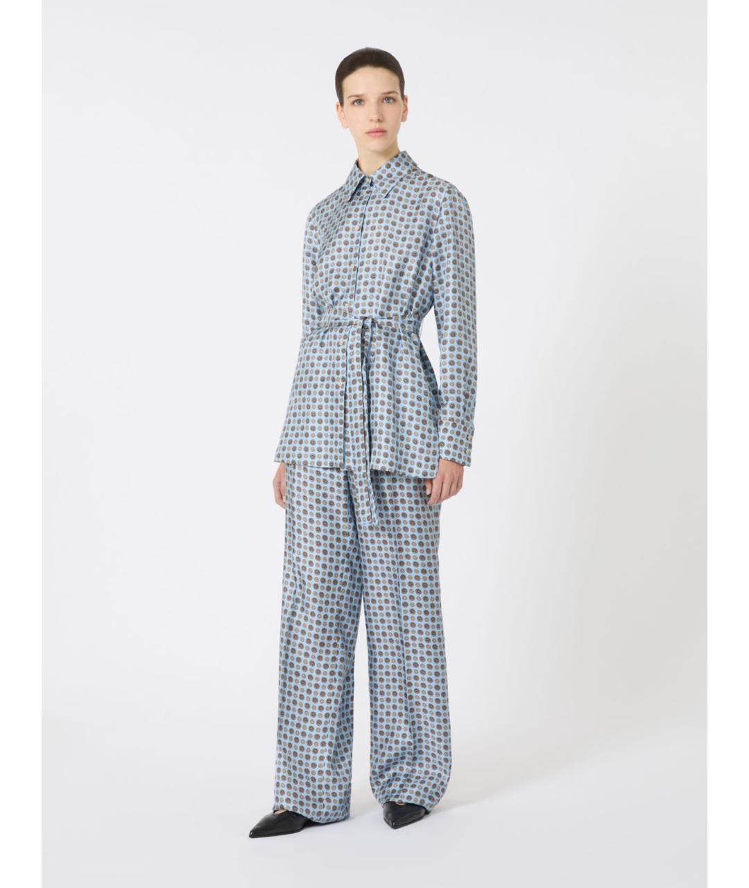 MAX MARA STUDIO Голубая шелковая блузы, фото 2