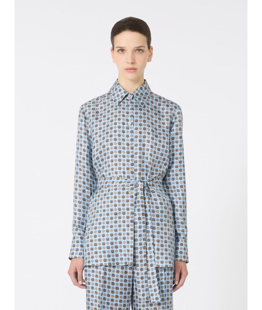 MAX MARA STUDIO Голубая шелковая блузы, фото 5