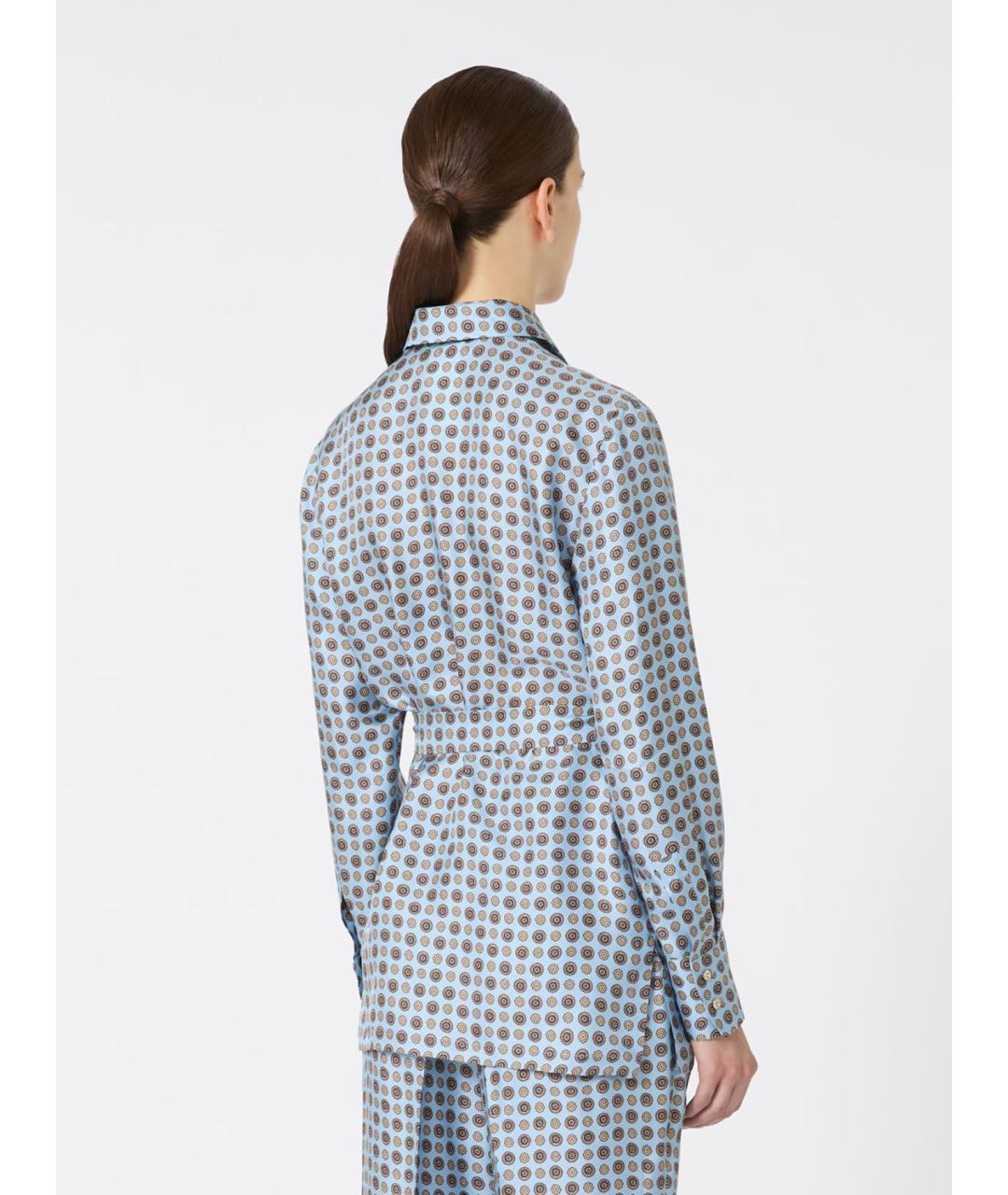MAX MARA STUDIO Голубая шелковая блузы, фото 4