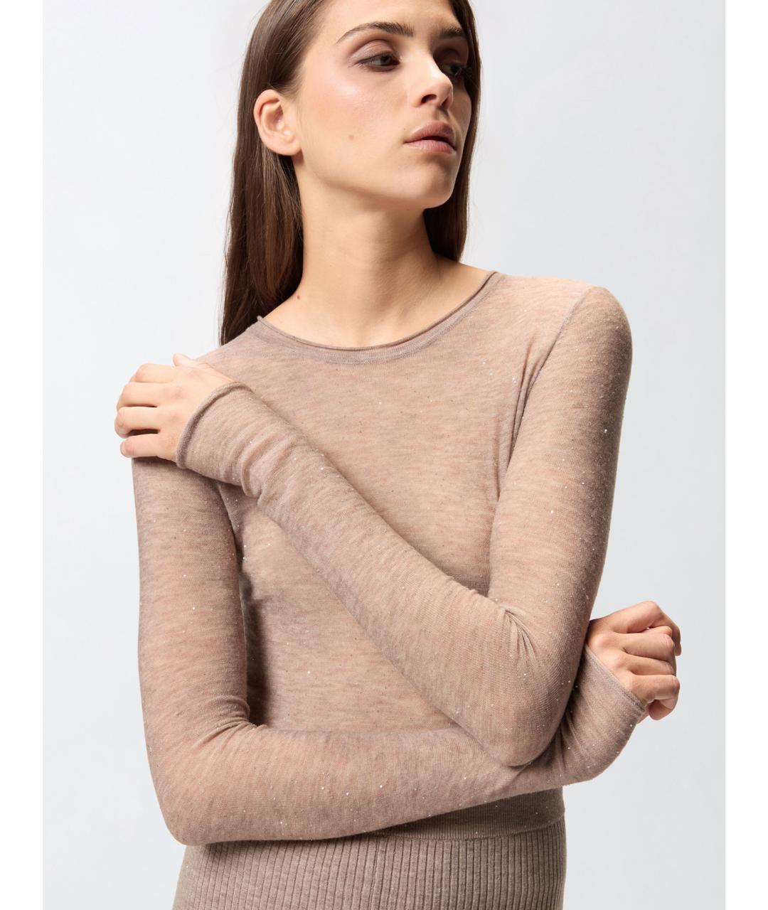 PINKO Бежевый шерстяной джемпер / свитер, фото 5