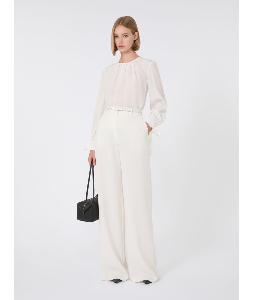 MAX MARA STUDIO Белая шелковая блузы, фото 2