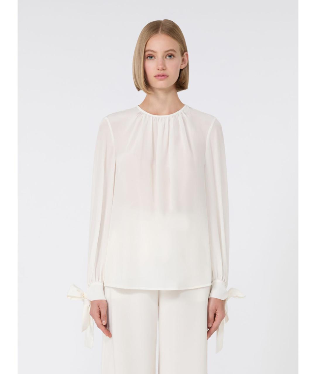 MAX MARA STUDIO Белая шелковая блузы, фото 5