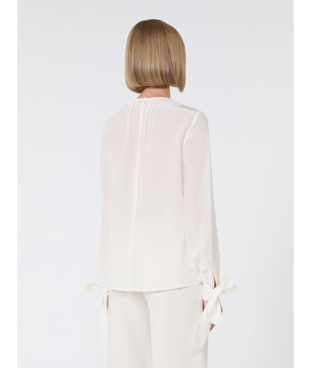 MAX MARA STUDIO Белая шелковая блузы, фото 4