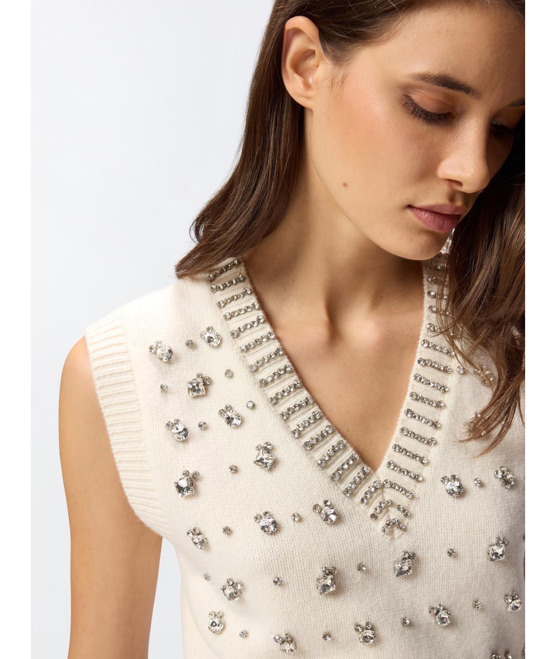 PINKO Бежевый шерстяной джемпер / свитер, фото 5