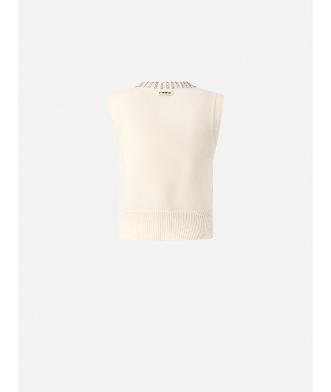 PINKO Бежевый шерстяной джемпер / свитер, фото 6