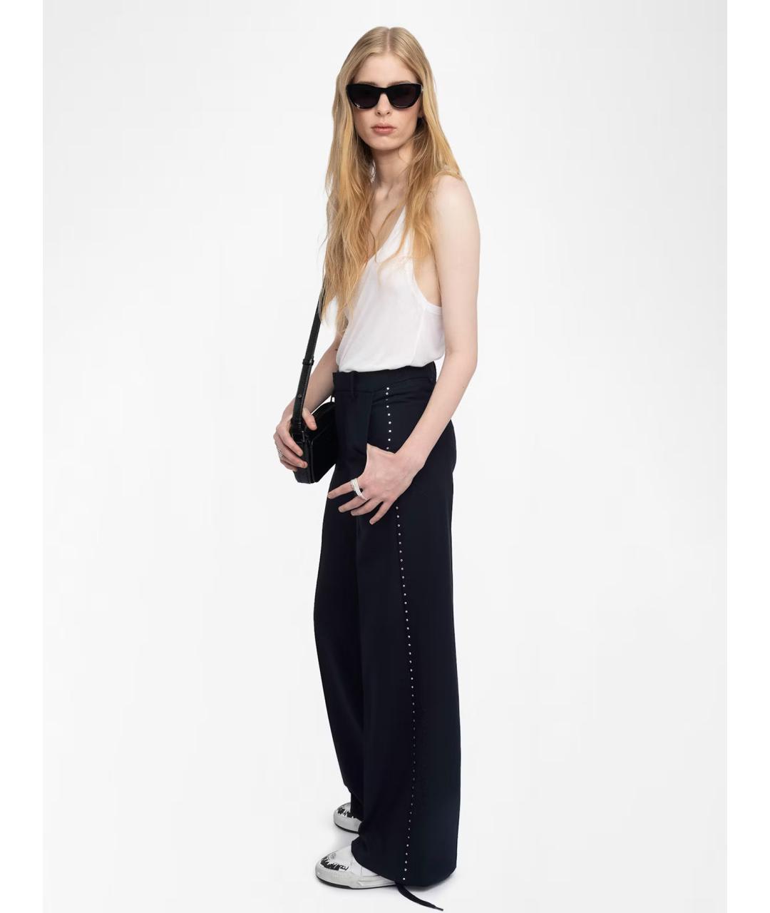 ZADIG & VOLTAIRE Черные полиэстеровые брюки широкие, фото 4