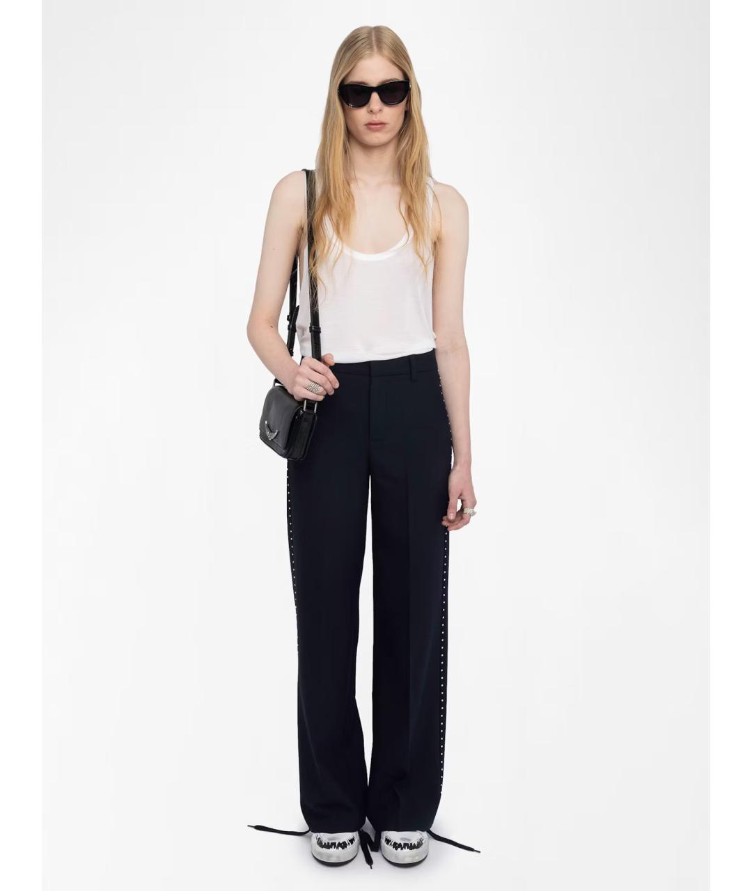 ZADIG & VOLTAIRE Черные полиэстеровые брюки широкие, фото 2