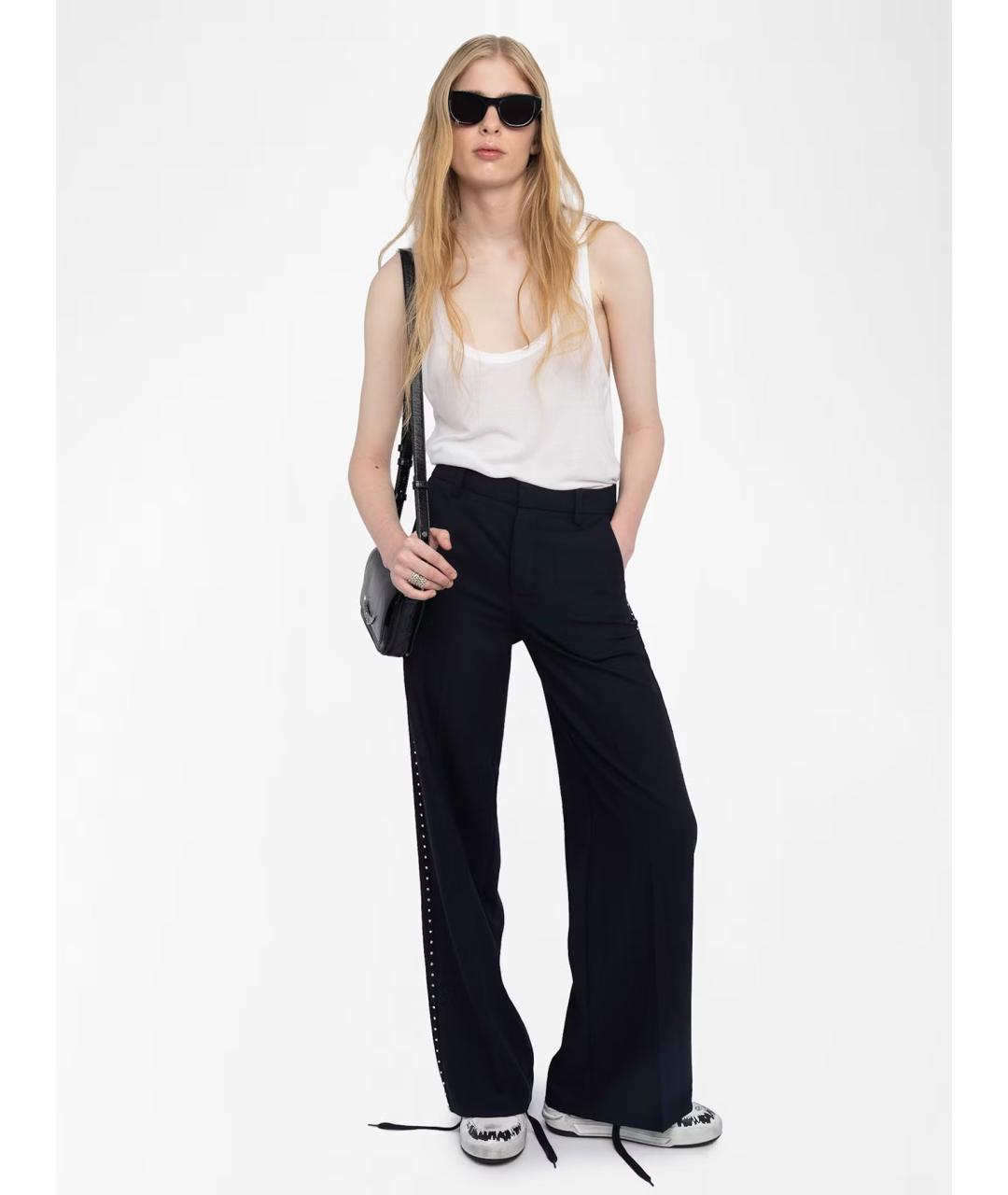 ZADIG & VOLTAIRE Черные полиэстеровые брюки широкие, фото 3