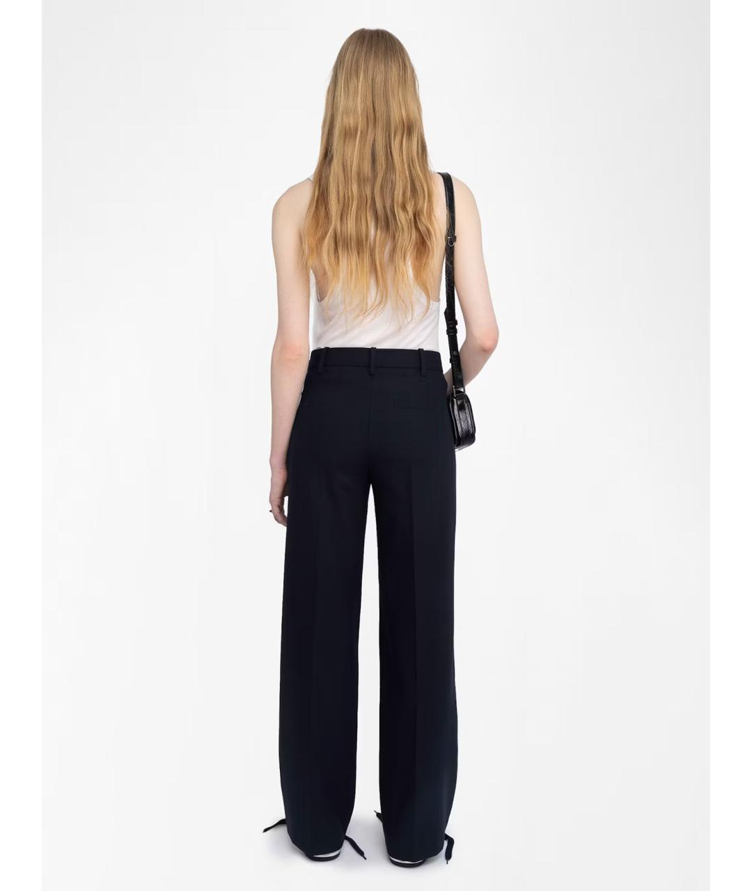 ZADIG & VOLTAIRE Черные полиэстеровые брюки широкие, фото 5