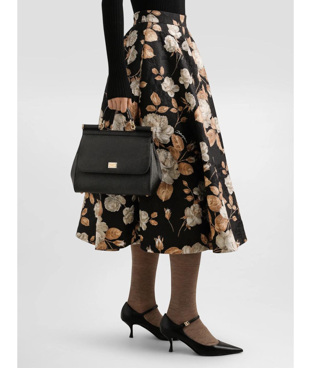 DOLCE&GABBANA Черная кожаная сумка тоут, фото 2